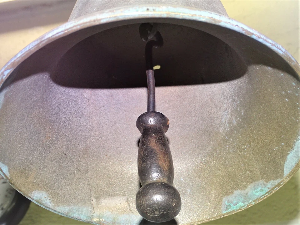 *IMPORTANTE CLOCHE PORTE D'ENTREE ECOLE BRONZE avec TRES JOLI BATTANT déco BELL - Photo 2/4