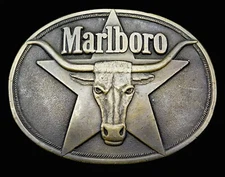 Marlboro Cigarettes Texas Longhorn Star Western Vintage Belt Buckle