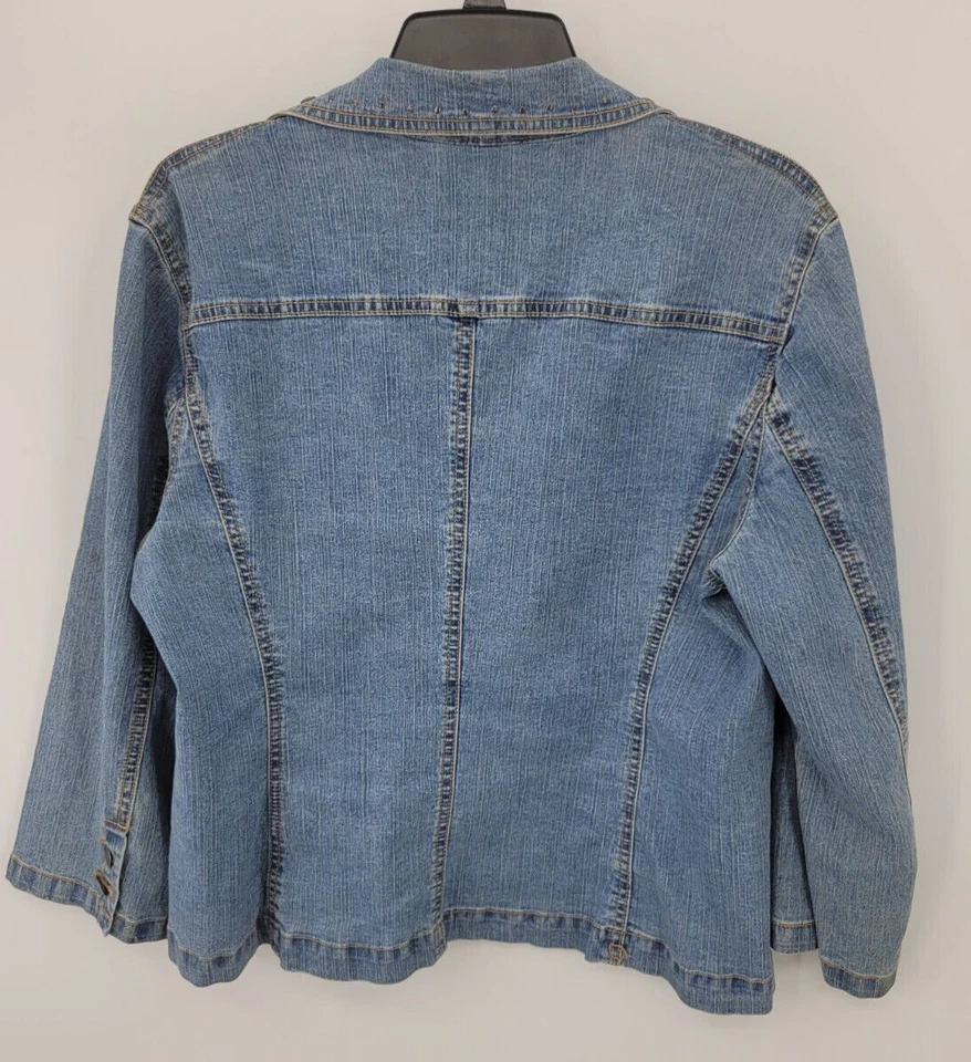 Chaqueta Blazer Hearts of Palm Mujer 10 Azul Denim Tachonado Cuentas Boho Southwest Foto 2 de 4