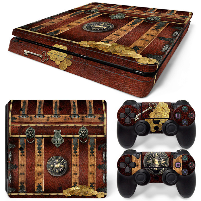 PS4 Slim Playstation 4 Console Skin Decal Sticker Old Chest Treasure Custom Set-image
