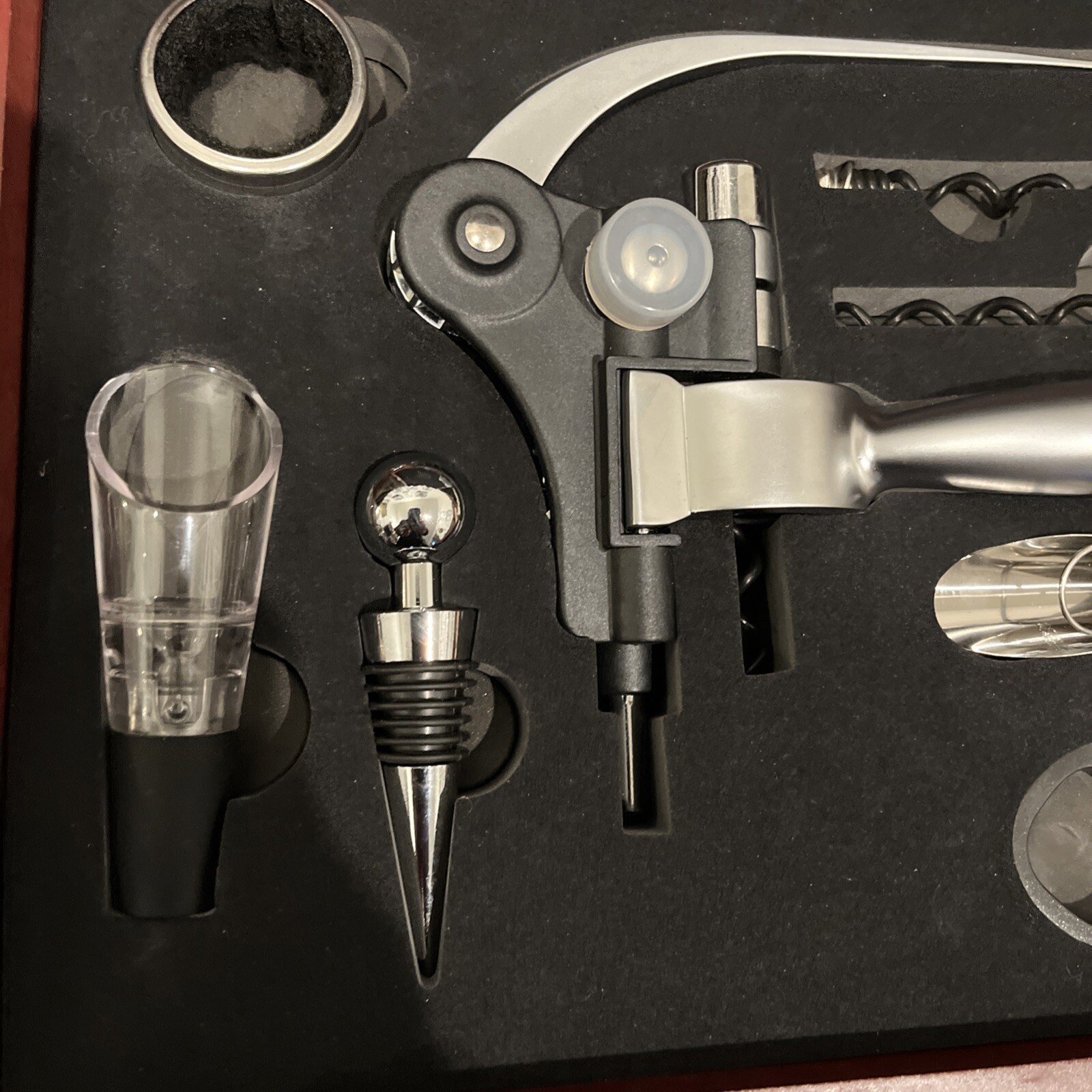 Wine Accessories Kit Wine Bottle Opener, Wine Aerator,Foil Cutter, Redwood Box