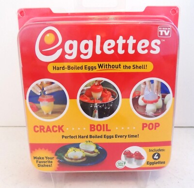 Egglettes~4 Pack~Hard-Boiled Eggs Without The Shell~Cookers~As Seen On TV~New