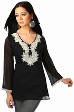 Black long sleeves Kurti/Tunic with designer bead work