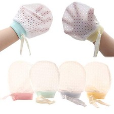 Cute Boys Girls Cotton No Scratch Gloves Drawstring 8 Pairs Eyelet Mitten