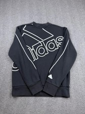 Adidas Men's Crewneck Sweatshirt Size Small Pullover 3 Stripes Black Big Logo