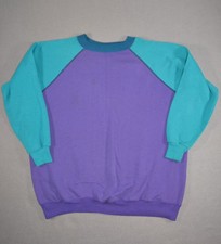 Vintage Hanes Sweatshirt Mens Medium Raglan Crewneck Color Block Blank Made USA