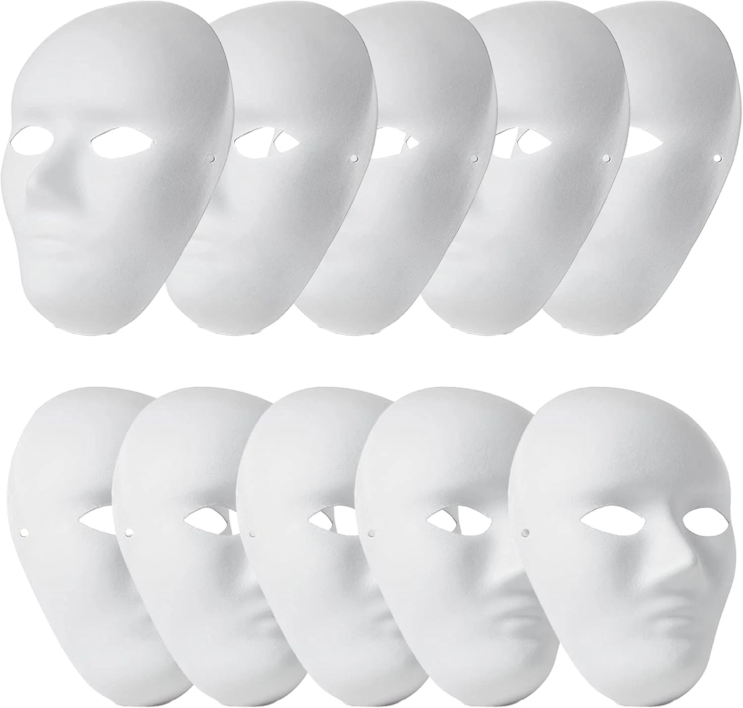 10 Pcs DIY Full Face Masks, Blank White Paintable Paper Mache Mask, DIY Craft Ma