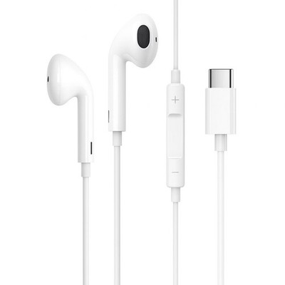 USB-C Kopfhörer Headset Weiß mit Mikrofon & Kabelsteuerung   Neu - PRESTICO HF3.