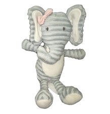 Chick Pea Girl Elephant Gray White Ribbed Corduroy 11in Soft Plush Pink Bow 2023