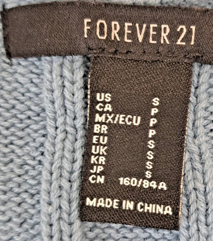 Chaleco Suéter Forever 21 Tejido con Cable Para Mujer Pequeño Azul Claro Preppy Clásico Foto 2 de 4