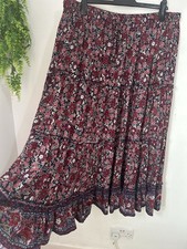 Women’s Floral elasticated waist tiered hippy boho peasant style skirt Uk 22/24