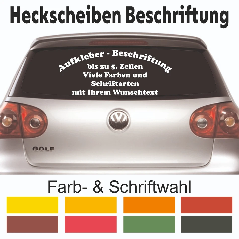 MACTAC Heckscheiben Beschriftung Wunschtext Aufkleber Auto Heckscheibe Autobeschriftung