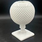 Vintage WESTMORELAND Milk Glass Diamond Hobnail Pedestal Vase White Ball Vase
