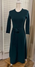 ELIZA J 3/4 Sleeve Tie Waist Sweater Dress Size: M Green A-line Elegant Holiday