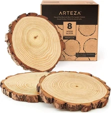 ARTEZA Natural Wood Slices, 7.9-9 Inch Diameter, Set of youth large / 11-13 