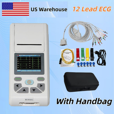12-Lead ECG/EKG  ECG90A Touch Screen Electrocardiograph with Handbag