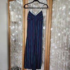 Madewell Striped Maxi Slip Dress 0 Old Money Navy Blue Green Coastal Minimalist