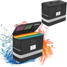 Fireproof File Box with Lock, Document Storage Small 2Pcs, Black 