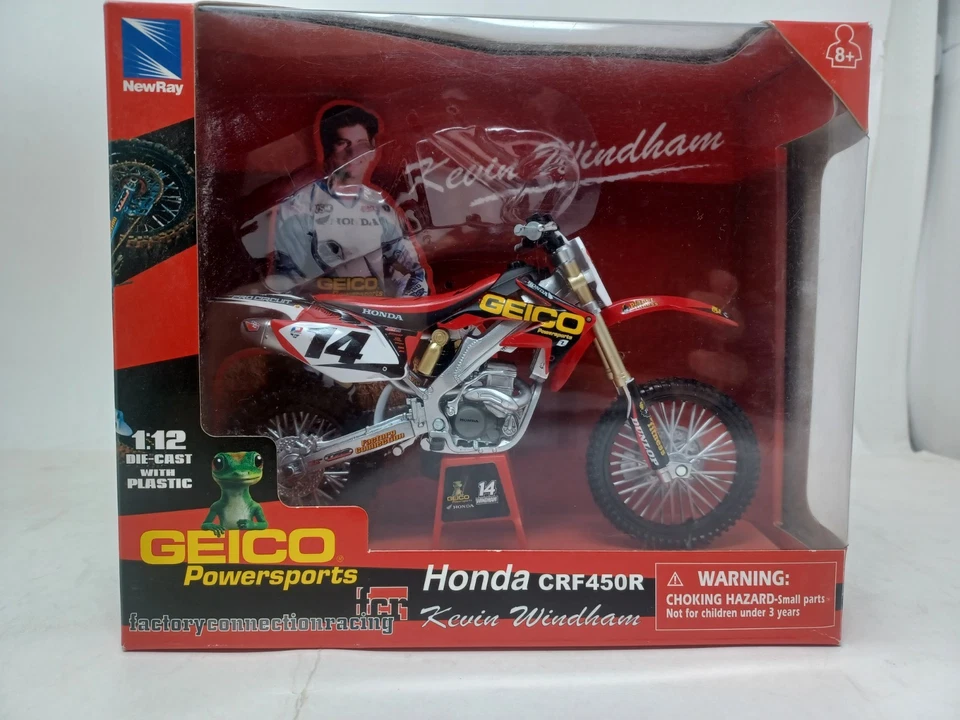 New Ray Geico Powersport Honda CRF450R Kevin Windham #14 1:12 Diecast  - Image 2 of 4