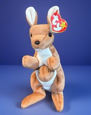 TY BEANIE BABIES 1996 POUCH THE KANGAROO WITH A BABY JOEY PLUSH NWT