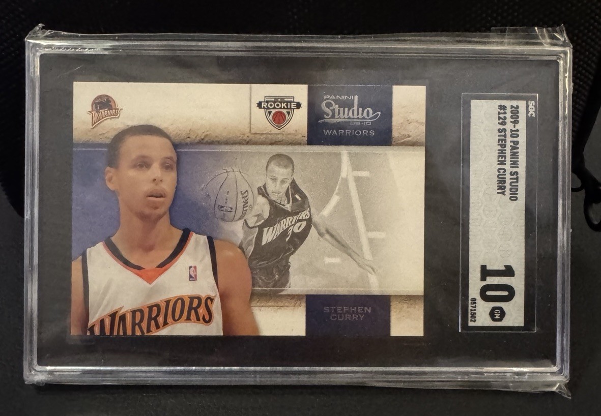 2009-10 Panini Studio Stephen Curry RC SGC 10 #129 NBA Basketball Golden...