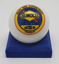 Blue Sunoco Glass 1" Logo Marble w/ Colored Stand