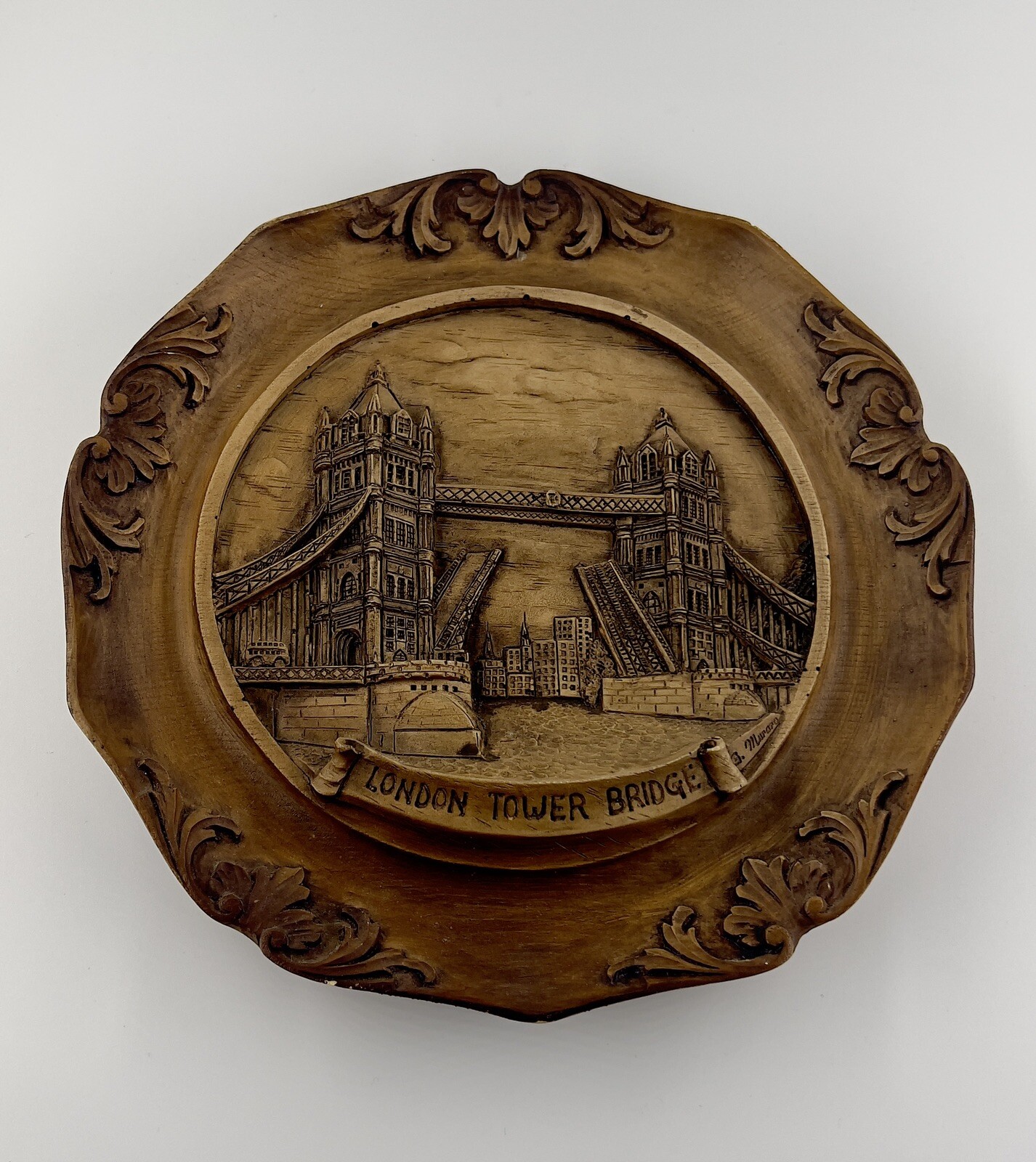 Vintage Hand Carved Wooden Wall Plaque 