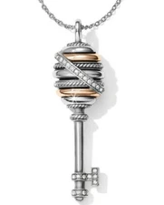 NWT Brighton NEPTUNE'S RINGS KEY Gold Silver Crystal LONG  Necklace MSRP $98
