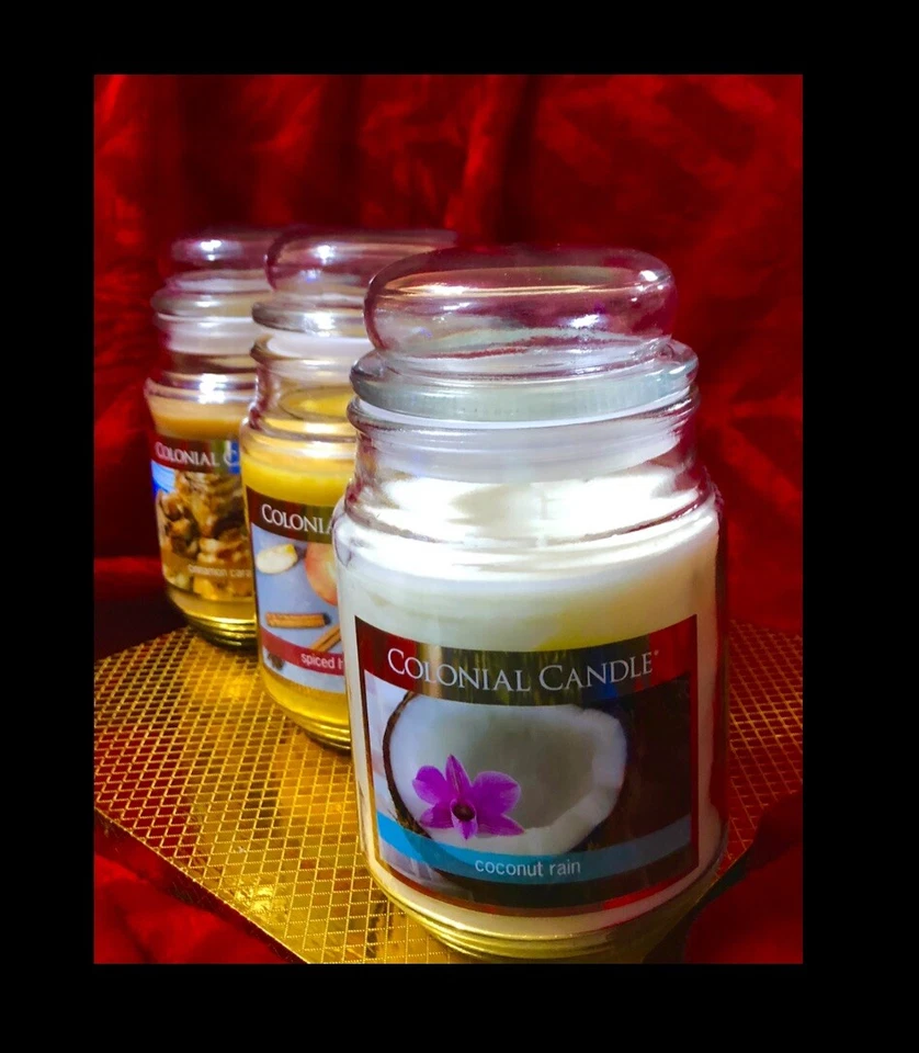 Juego De 3 Velas Coloniales-Grandes (510g) Coco, Canela Caramelo, Especia Miel Manzana Foto 3 de 4