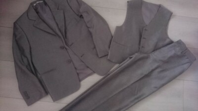 Creon Previs grau/silber Junge Anlass Anzug Set Blazer Weste Hose 8 Jahre