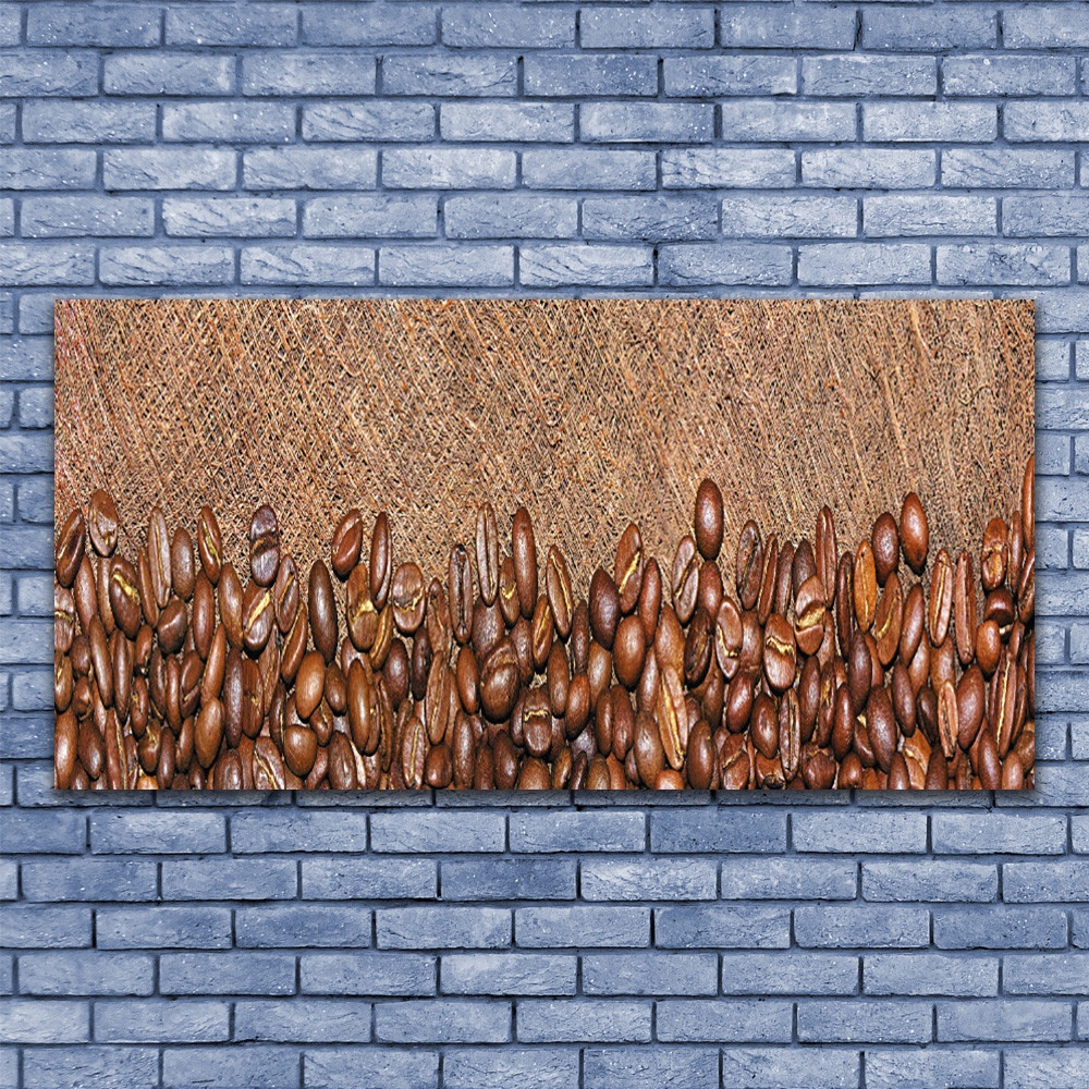 Tableau cuisine plexiglas café en grains 140x70 décoration murale moderne panoramique