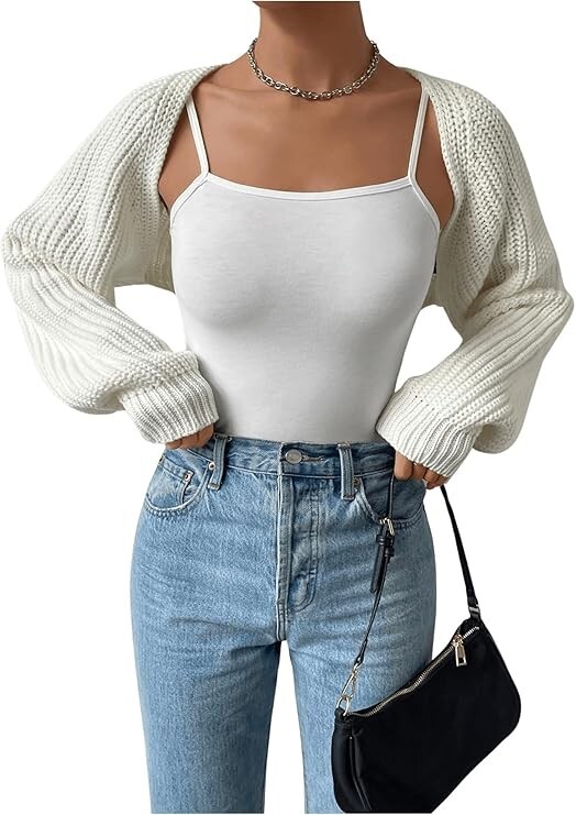 Women's Bolero Shrug Sweater Long Sleeve Open Front Crop Cardigan Top Outerwear - Product Details