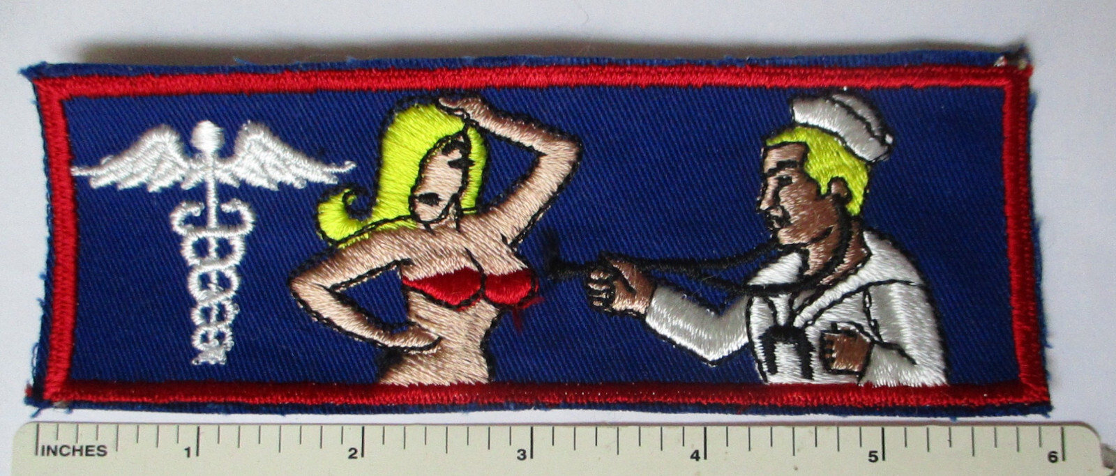 Single 1960s Vintage US NAVY CORPSMAN BIKINI BABE LIBERTY CUFF PATCH Original