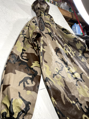 Browning Camo PVC Waterproof Rain Hunting Parka Long Jacket Mens M Snap Pockets - Picture 11 of 18