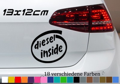 DIESEL inside 13x12cm Aufkleber Feinstaub Dieselgate Tankdeckel Abgas Sticker