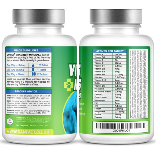 Multi Vitamins for Dogs - CANIVET 24 Daily Dog Vitamins & Minerals - 180 tablet - Picture 2 of 9