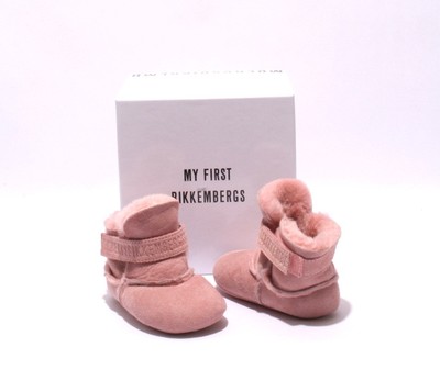 MY FIRST BIKKEMBERGS Pink Suede / Sheepskin Fur Baby Girl Booties EU 19 / US 4