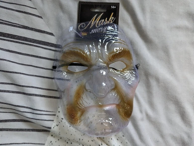 Grumpy Man Transparent Mask Fancy Dress Halloween Adult One Size Spooky Accessor - Image 3 of 4