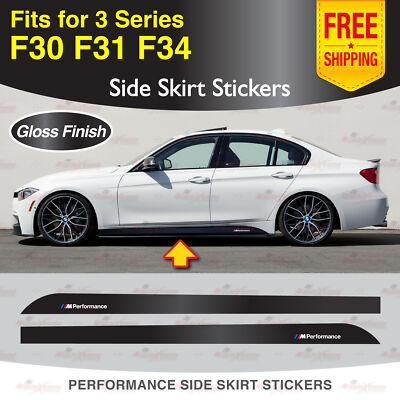 Seitenschweller Rennstreifen GLANZ Vinyl Logo Aufkleber für BMW F30 F31 F34 3er