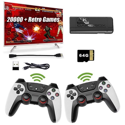 35000+ Retro Videospielkonsole w/2xWireless Controller 4K HD TV Spiel Stick 64GB