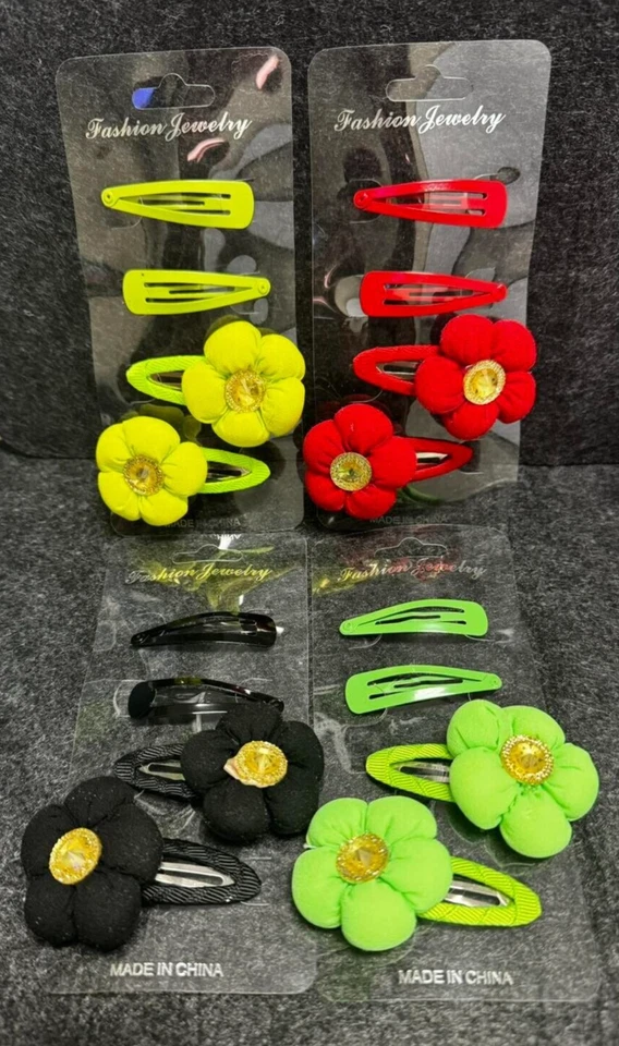 24 Mixed Baby Toddler Girl Hair Clips Snap Flower Hairpin Barrette Tic Tac 2" - Image 3 of 4