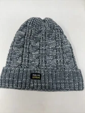 Polar Extreme Sherpa Lined Grey & White Knit Beanie Size OS