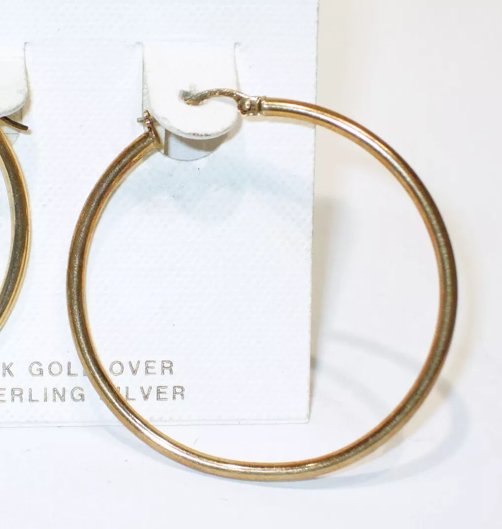 NEW Lord Taylor 18K Gold over Sterling LARGE Hoop Earrings NWT