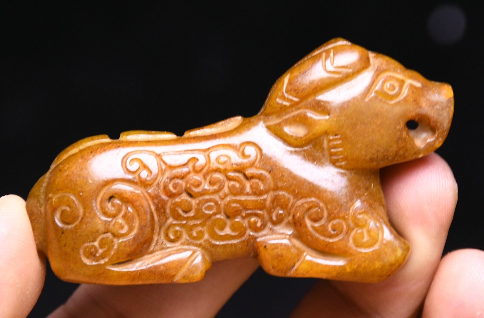 6.5CM China Hongshan Culture Old Jade Carved Fengshui Beast Amulet Pendant