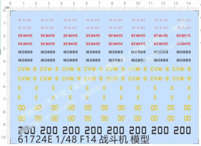 1/48 USN F-14 F-14A Tomcat 200 Nimitz Carriered Fighter CVW-8 Water Slide Decal