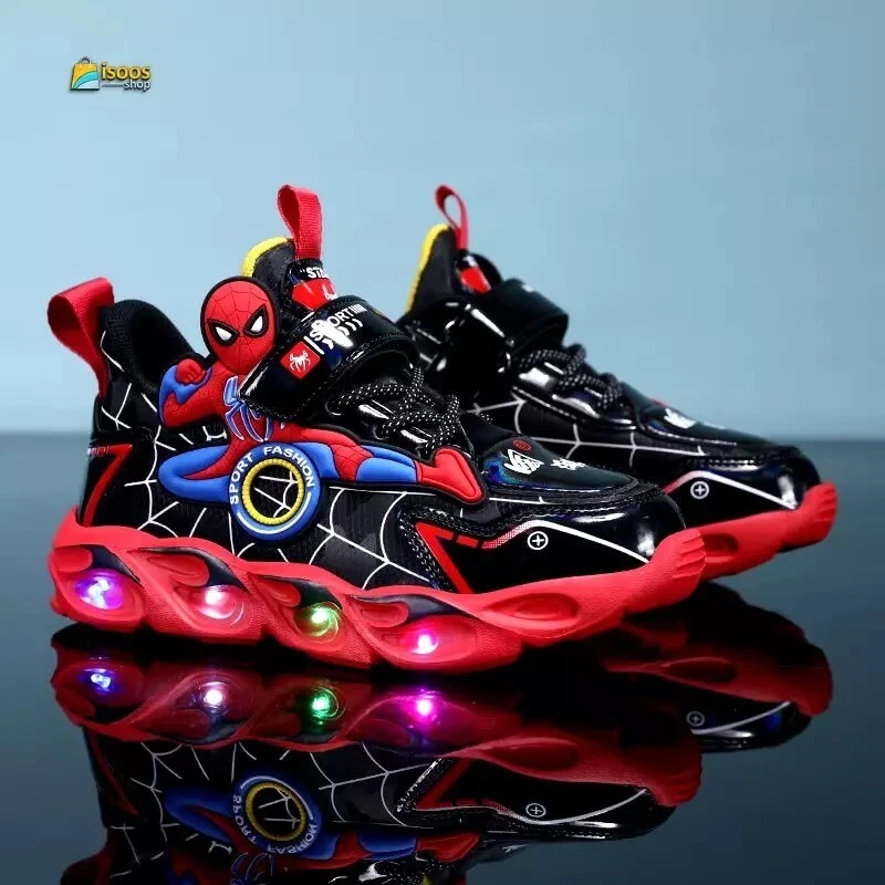 A&G Kinder Spiderman Schuhe Disney LED Turnschuhe Jungen Blinkend Leuchtend Sneaker