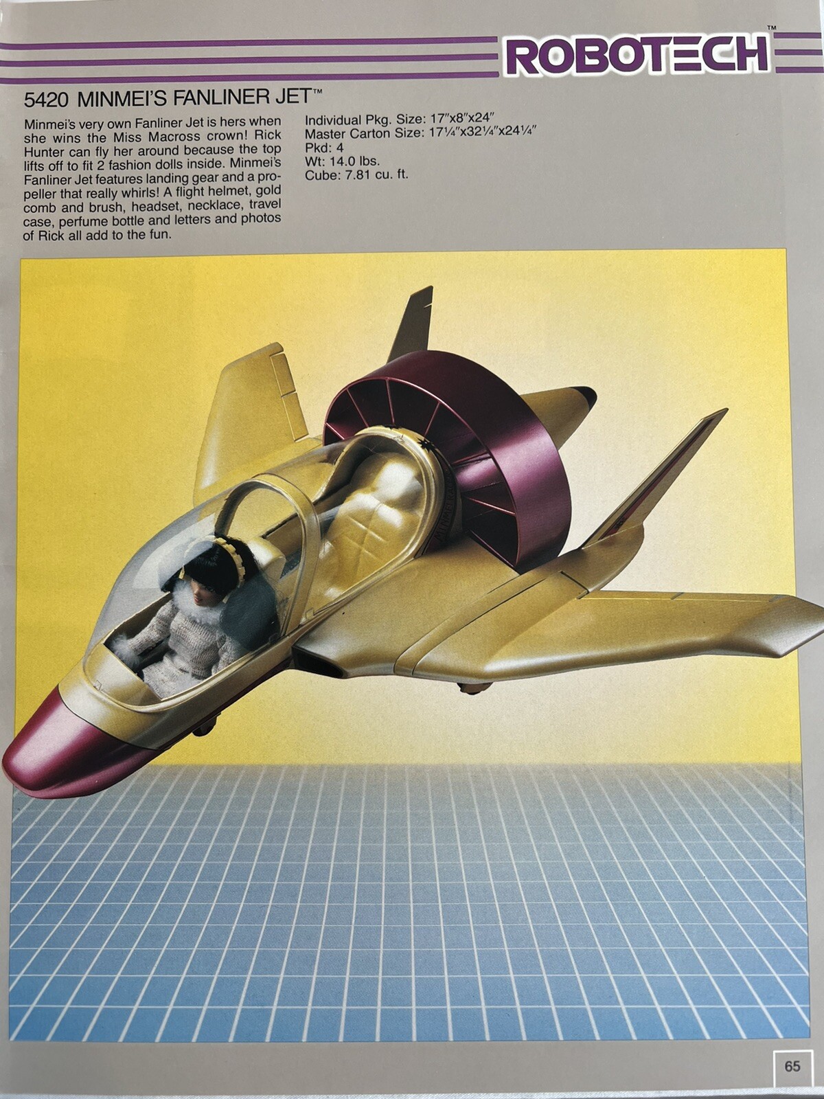 Rare vintage print ad 12” Robotech, MINMEI'S FANLINER JET, Matchbox