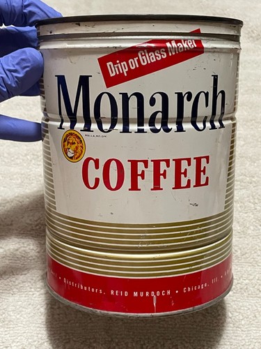 Monarch Coffee Gold Stripes Two Pound Coffee Can (Read)