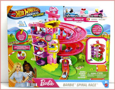 Hot Wheels 2025 Racer Verse BARBIE SPIRAL RACE Track Set 2 Exclusives    RARE    