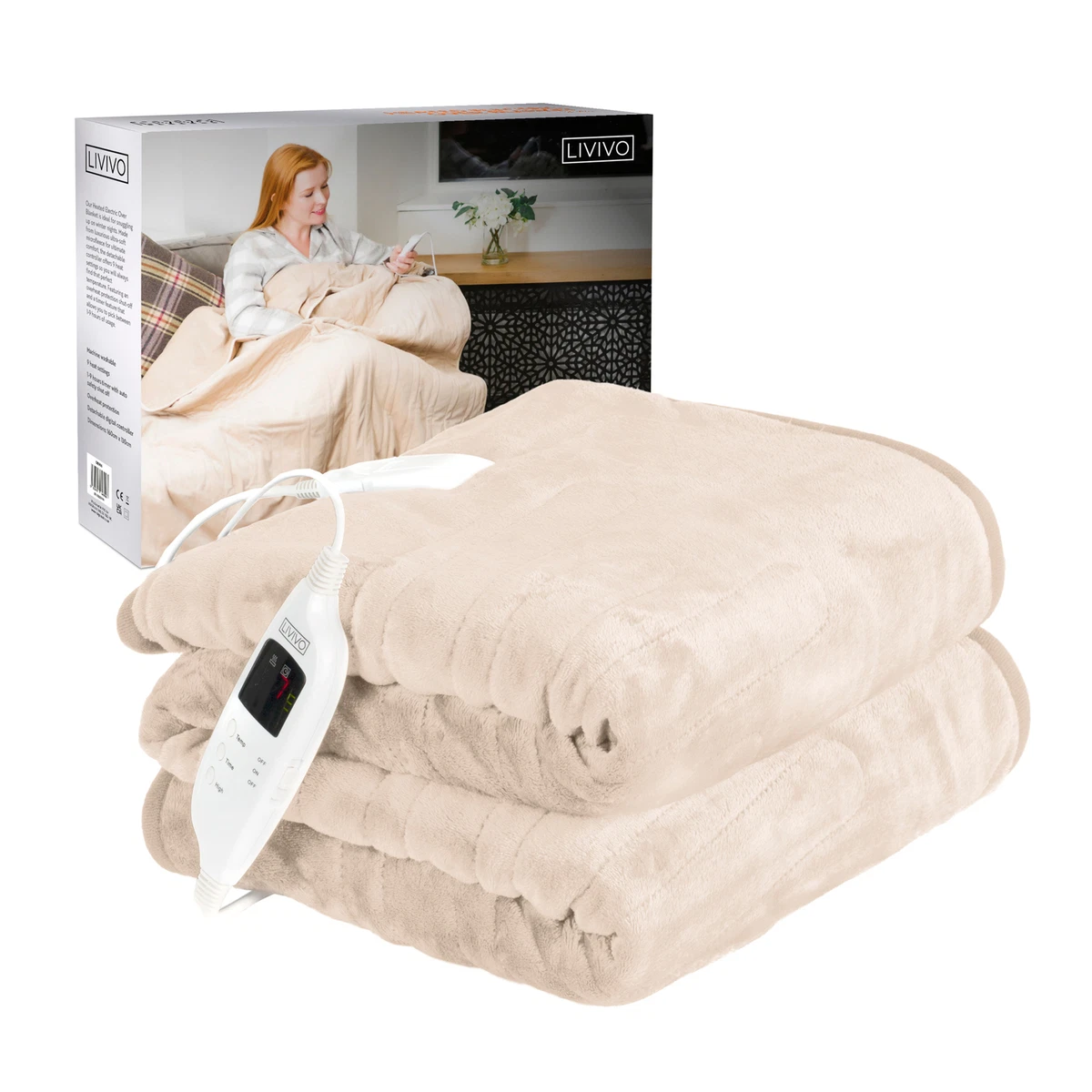 Luxury Electric Heated Throw Over Blanket Soft Fleece Digital Timer Double  Heat 5053878503710 | eBay